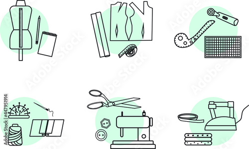 Vector illustration for web design of sewing