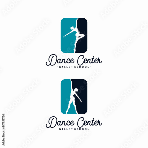 dance center Gym Gymnast Silhouette for women logo design