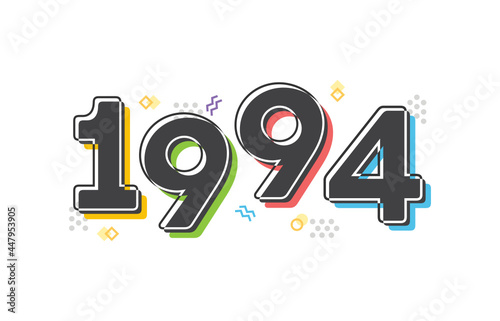 1994 Text, 90's Kid, 1990's Typography, Retro Text, 1994 Font, 20th Century, Vector Text Illustration Background