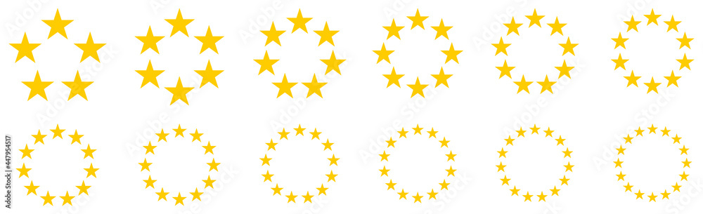 Circle made out of five pointed stars, version with five to sixteen objects, can be used as infographics element Circle made out of five pointed stars, version with five to sixteen objects, can be used as infographics element