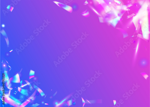 Neon Background. Crystal Art. Iridescent Glitter. Retro Abstract Template. Glitter Foil. Holographic Confetti. Violet Disco Texture. Laser Banner. Purple Neon Background
