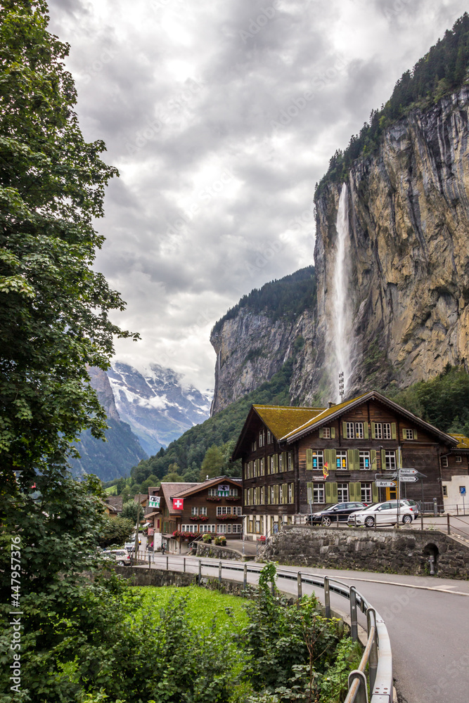 Lauterbrunnen village in Berner Oberland in Switzerland