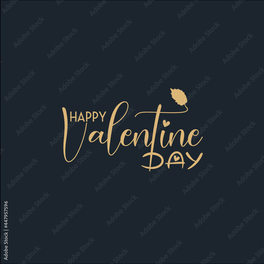 Lettering Happy Valentines Day banner. Valentines Day greeting card template with typography text happy valentine`s day and heart and line on the background. Vector illustration 
