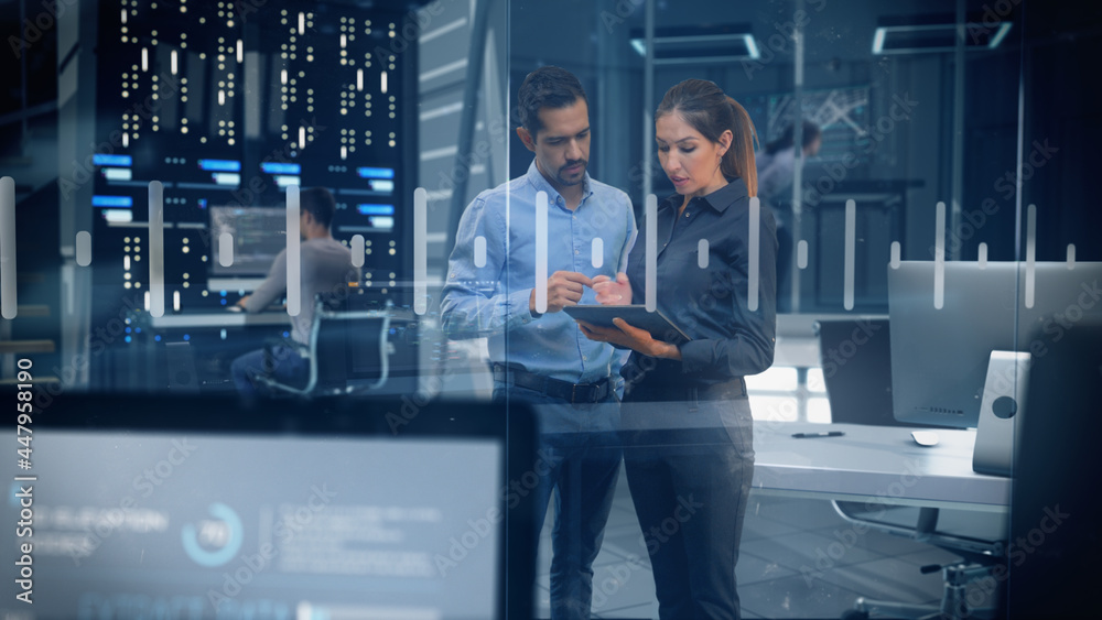 Professional Male and Female Engineers Working in High Tech Research ...