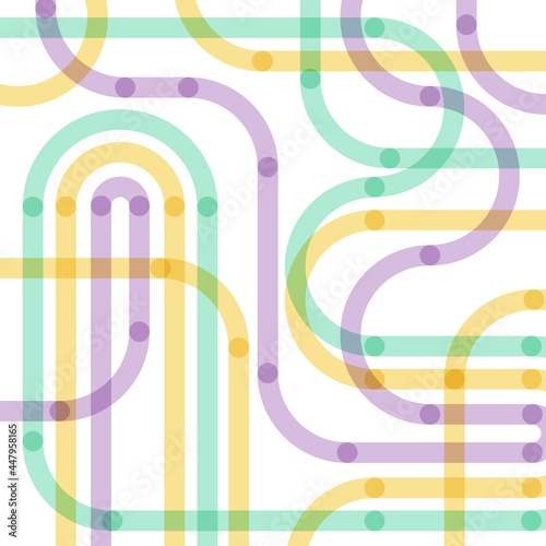 Abstract geometrical rounded lines background. Remember a map. Pastel colors. Vector illustration, flat design