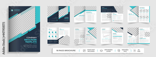 16 page bifold modern brochure template design with creative shape