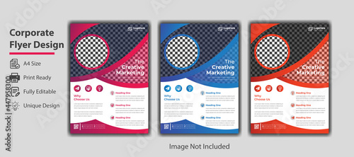 Set bundle  three color abstract business brochure flyers design flyer template a4 blur background template vector pamphlet design magazine poster presentation portfolio flyer infographic layout cover
