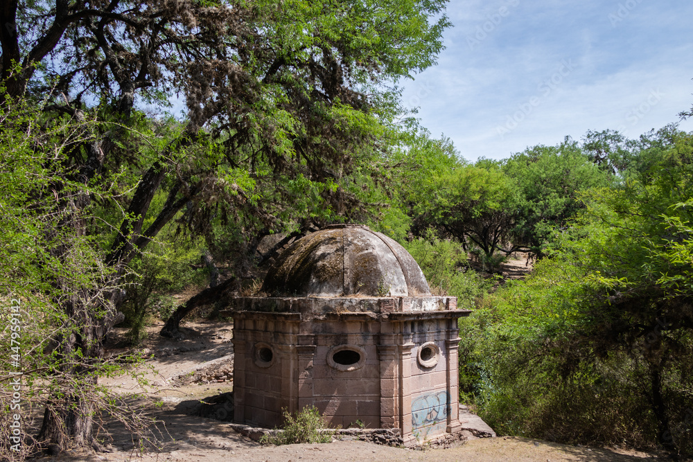 Abandoned remains of an old roman style bath in the ex hacienda Pozo del Carmen, Armadillo de los Infante, San Luis Potosi, Mexico