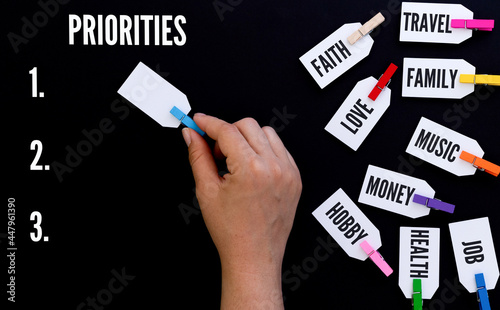 Establish the list of priorities. Organizing priorities  photo