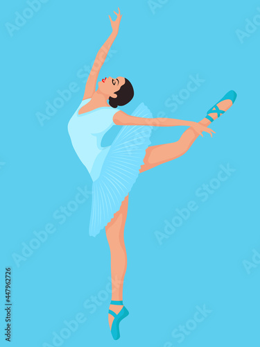 Elegant ballerina in soft blue dress