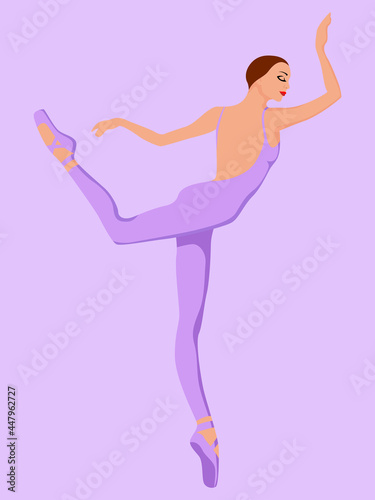 Charming ballerina in violet leotard