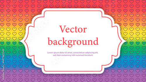 Rainbow flag with place for text. Romantic cute background. Symbol of LGBTQI