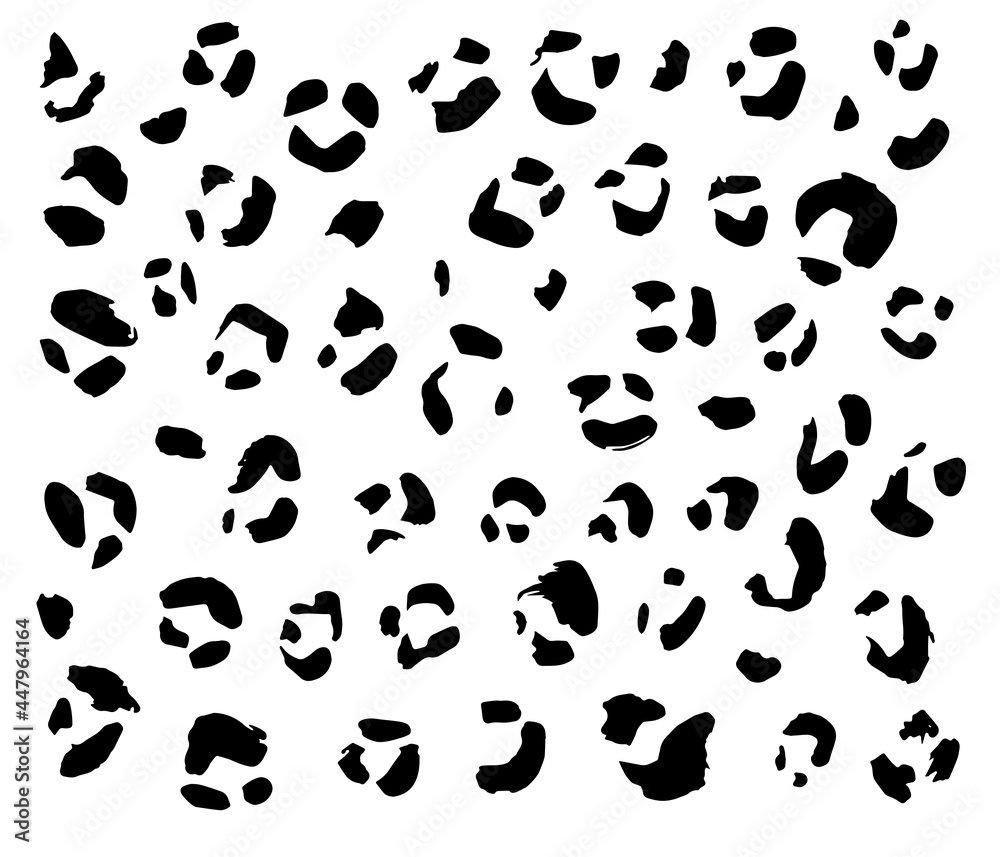 Animal pattern with leopard grunge blots. Creative black on white texture. Vector illustration