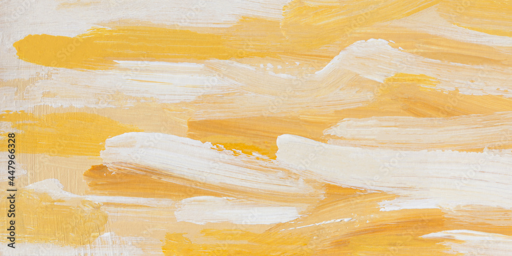 Yellow and white painting acrylic oil abstract background.