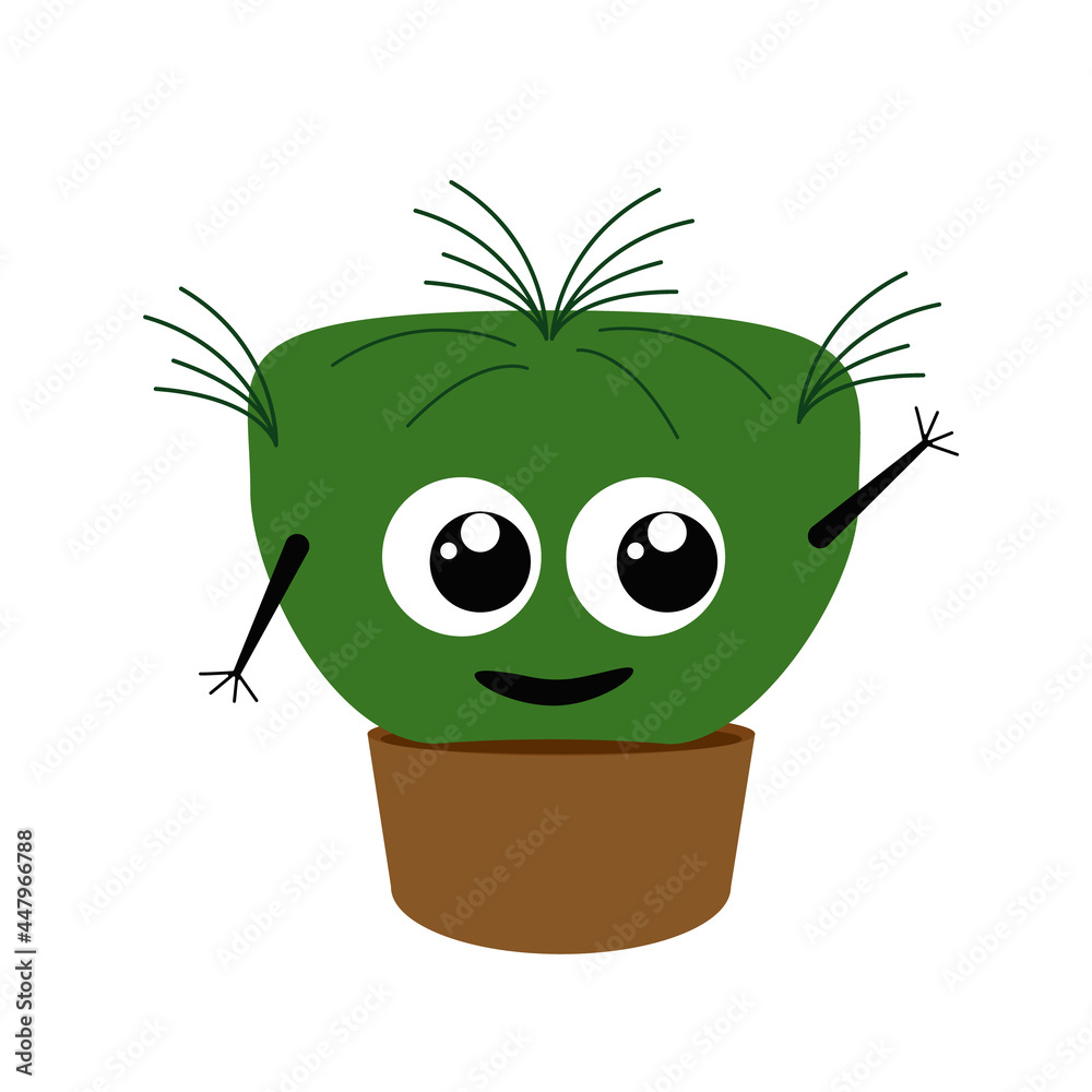 Illustration of a cute green cactus in the face. Isolated Illustration of a cute green cactus in the face. Isolated