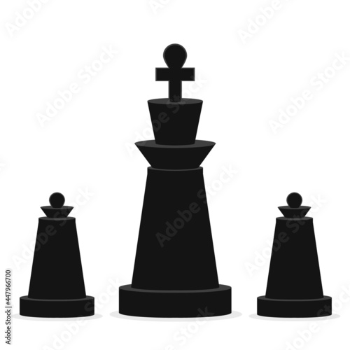 Victory and achievement concept. King and pawns chess pieces illustration