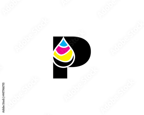 P Letter With CMYK Ink drop Logo Vector 001