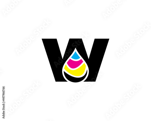 W Letter With CMYK Ink drop Logo Vector 001
