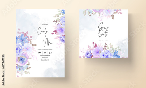 Beautiful  floral and leaves wedding invitation card design