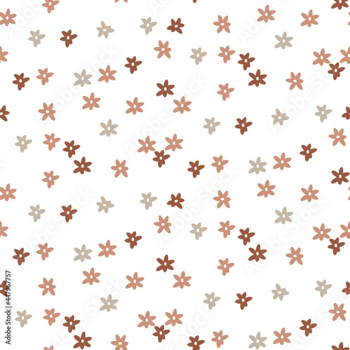 Wallpaper Mural Small flowers cute seamless vintage pattern. Simple neutral colors camomile on white background Torontodigital.ca