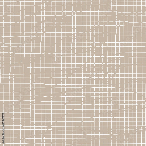 Stylized lines sackcloth seamless vector pattern. Neutral beige and white colors texture.