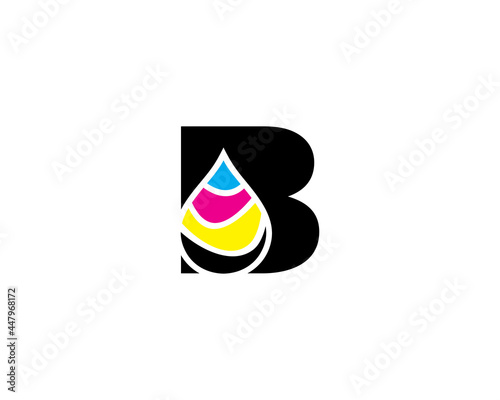 B Letter With CMYK Ink drop Logo Vector 001