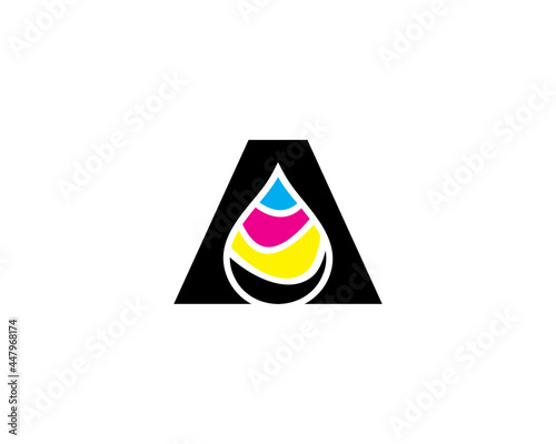 V Letter With CMYK Ink drop Logo Vector 001