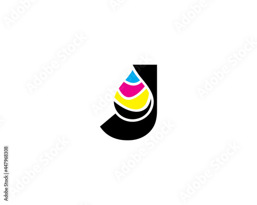 J Letter With CMYK Ink drop Logo Vector 001