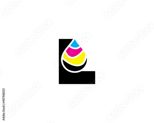 L Letter With CMYK Ink drop Logo Vector 001
