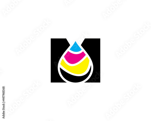M Letter With CMYK Ink drop Logo Vector 001