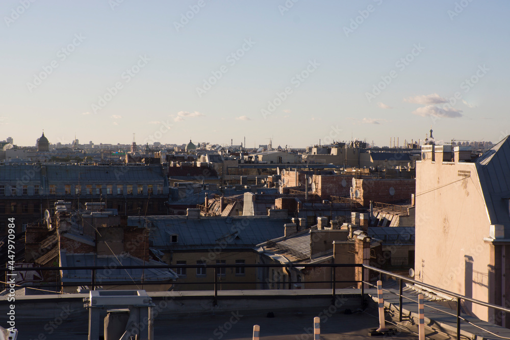Evening St.Petersburg city view with From The Roof