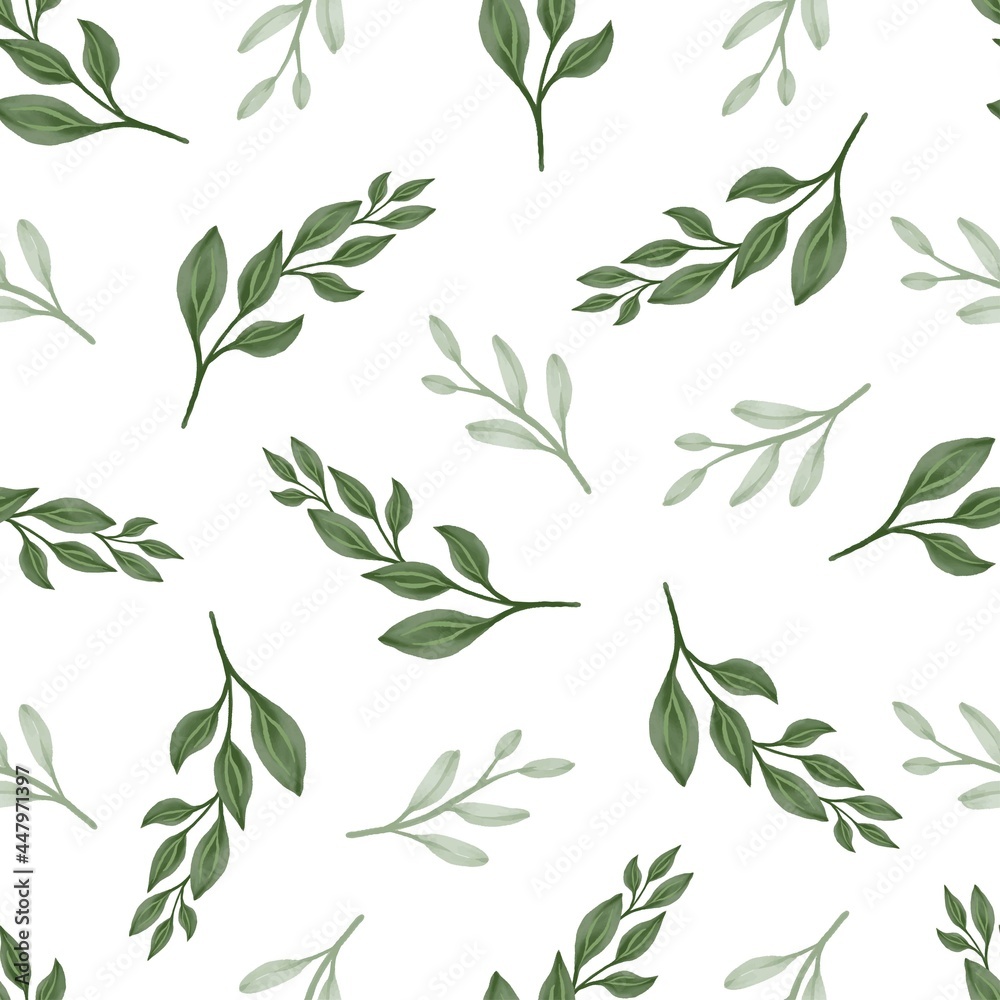 seamless pattern of green leaf for fabric and background design