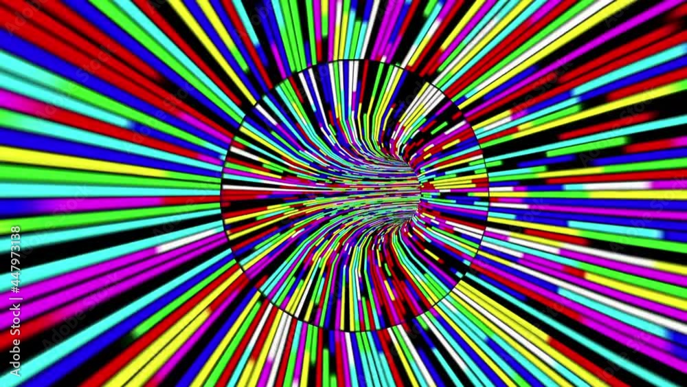 Driving through the Colorful light rays tunnel Driving through the Colorful light rays tunnel