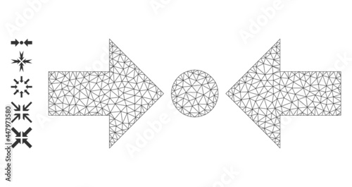 Mesh network pressure horizontal icon with simple carcass created from pressure horizontal vector graphics. Carcass mesh polygonal pressure horizontal. Linear carcass 2D mesh in eps10 vector format.