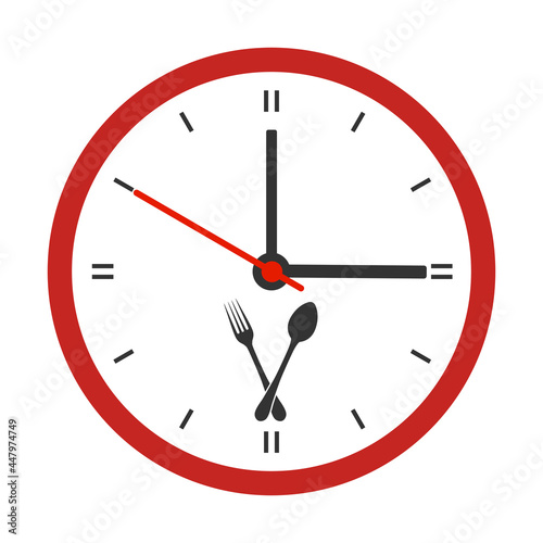 Illustration of Restaurant logo.Lunch time on white background