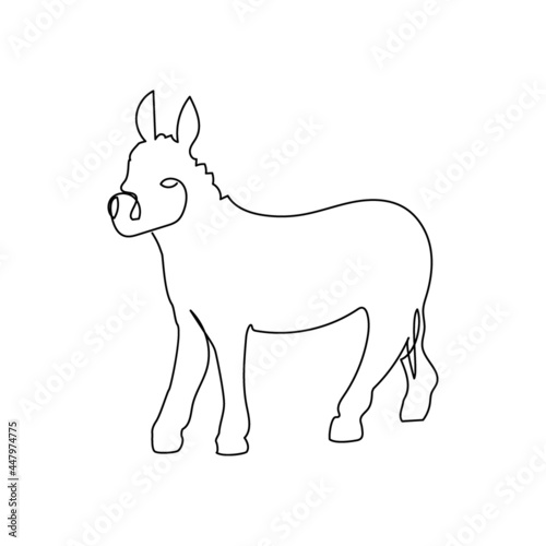 Burro  donkey one line art. Continuous line drawing of domestic animal.