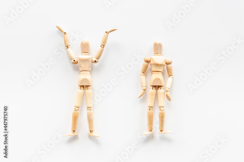 Two wooden figure connection - emotional communication concept