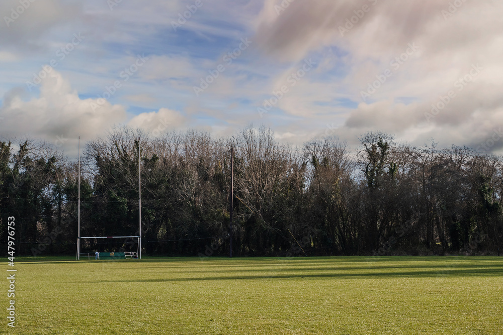 Obraz premium Irish tall goal posts on a training field