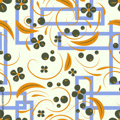 Folk flowers pattern Floral surface design Seamless pattern © Дмитрий Котов