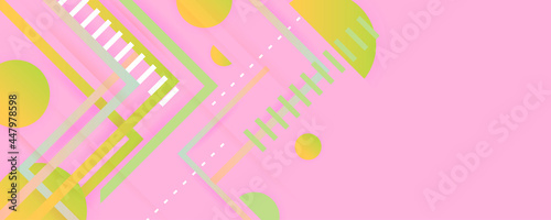 Pastel colorful geometric elements abstract background papercut style. Punchy art pastels vector abstract pink background texture design