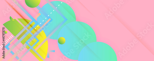 Pastel colorful geometric elements abstract background papercut style. Punchy art pastels vector abstract pink background texture design