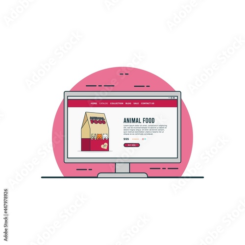 Animal Food online buying concept vector illustration. Digital technology for shoping