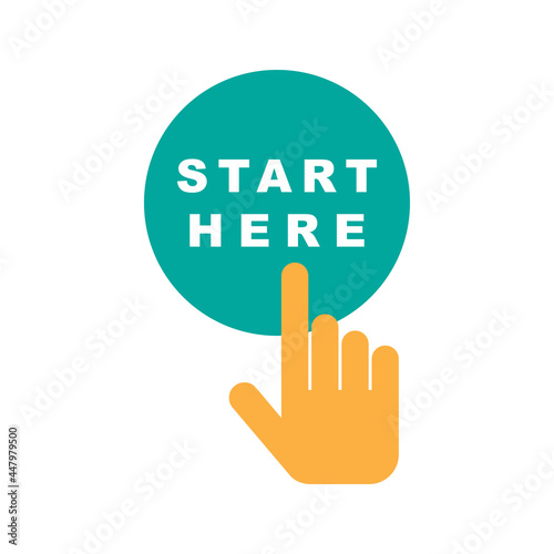 Start here icon, color isolated on white background, vector illustration.