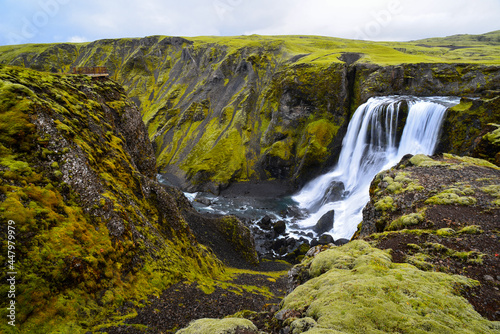 Beautiful Fagrifoss waterfall on the way from Kirkjubæjarklaustur to Lakagígar, Iceland