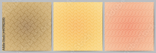  Set of abstract geometric pattern with circle overlapping waves lines background fabric japanese or chinese traditional