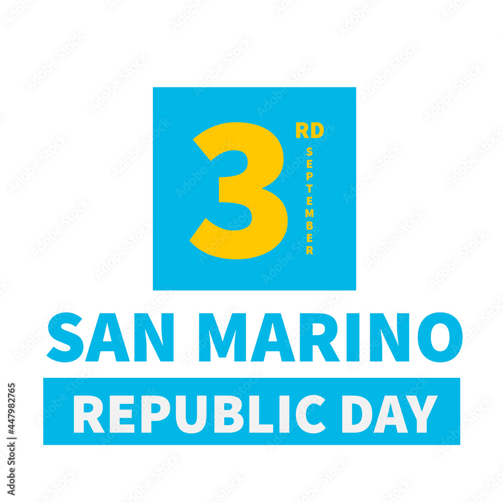 San Marino Republic Day typography poster. National holiday on September 3. Easy to edit vector template for banner, flyer, sticker, greeting card, postcard