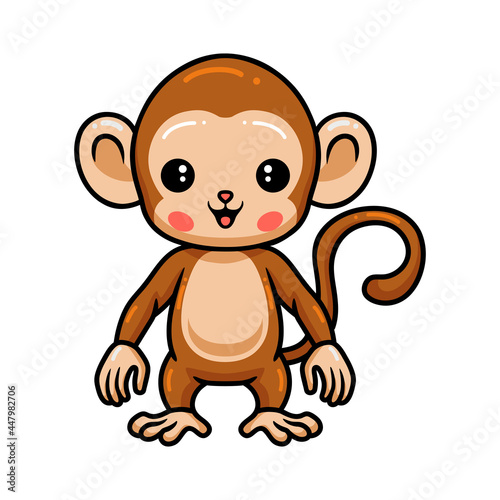 Cute baby monkey cartoon standing