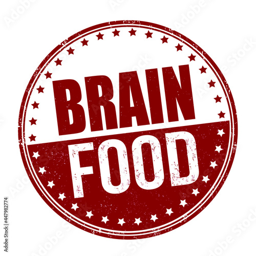 Brain food grunge rubber stamp on white background, vector illustration