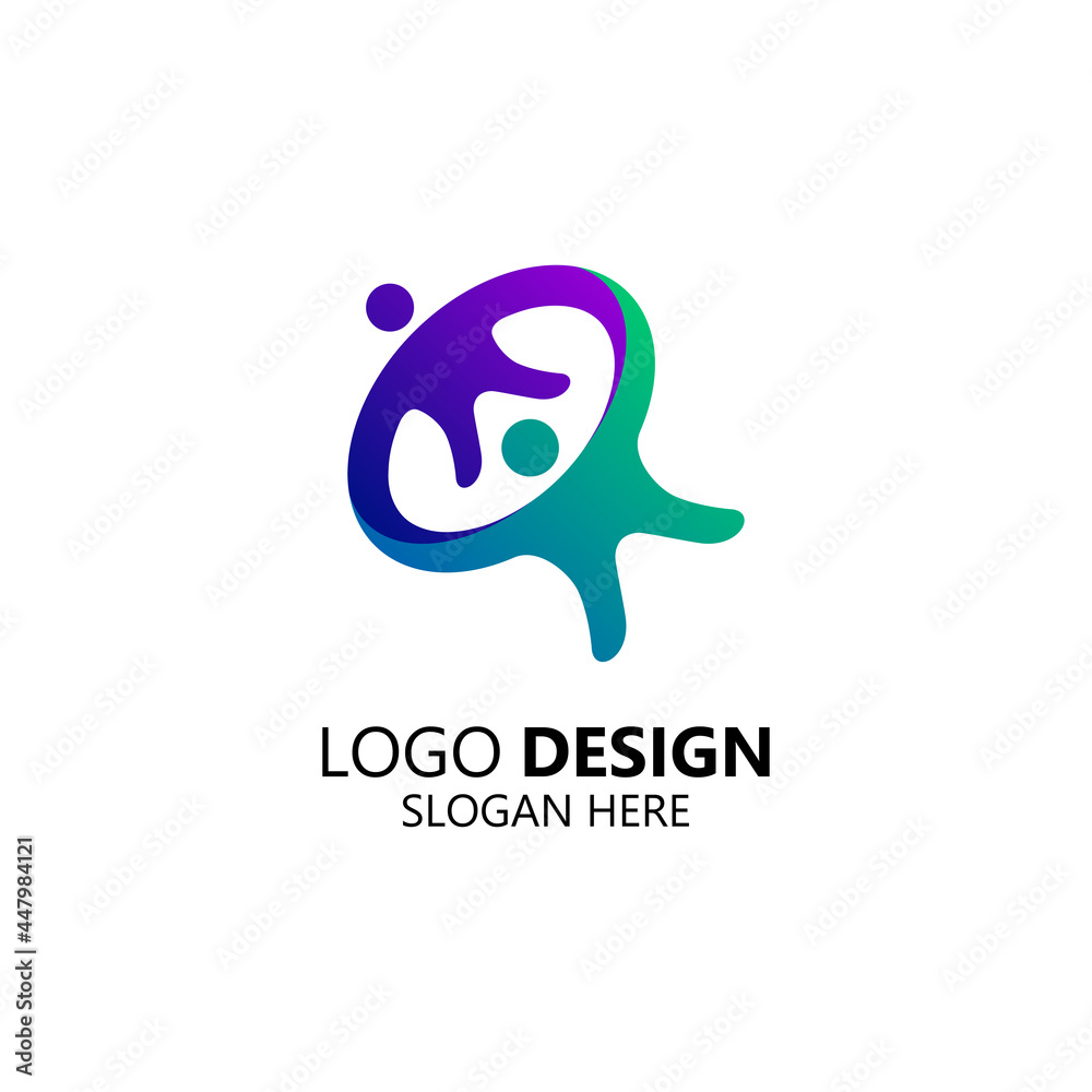 colorful people logo design template colorful people logo design template
