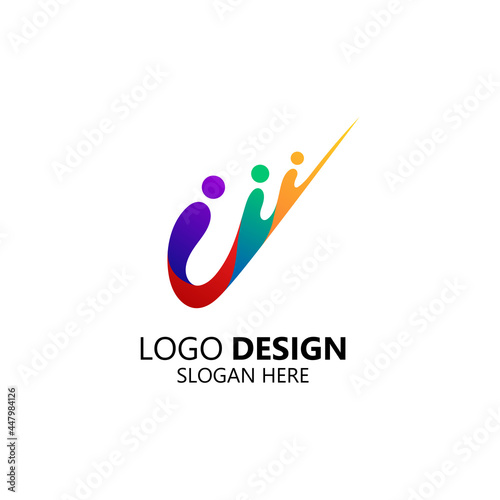 colorful people logo design template